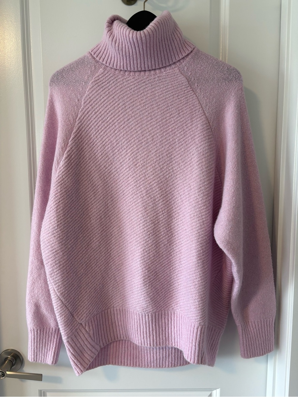 MANGO Lilac Ribbed Turtleneck Sweater Oversized Medium
